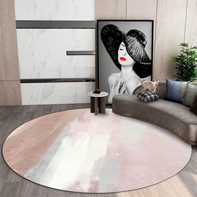 Contemporary brush stroke pattern rug Pink Polyester rug Machine washable Non-slip rug for the bedroom