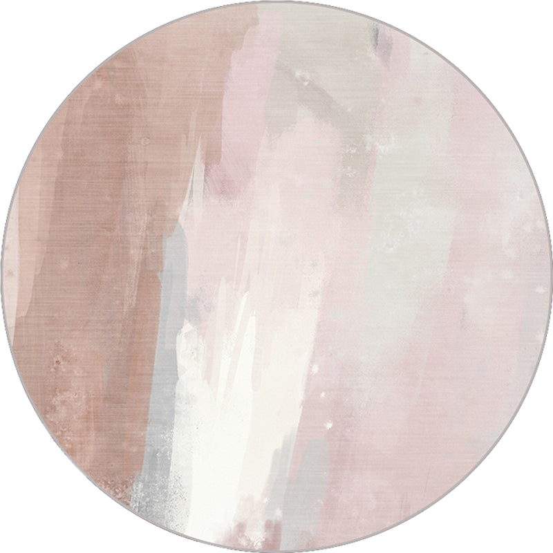 Contemporary brush stroke pattern rug Pink Polyester rug Machine washable Non-slip rug for the bedroom