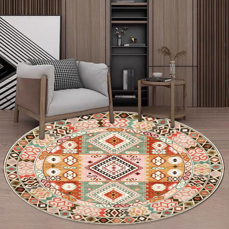 Pink and orange southwestern carpet polyester tribal pattern carpet washable non-slip backing carpet for living room