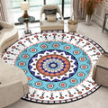 Americana concentric circles pattern carpet with floral white and blue polyester machine washable non-slip area rug for the bedroom