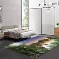 Green and Purple Novelty Carpet Polyester Dinosaur and Tree Pattern Carpet Washable Non-Slip Back Carpet for Living Room