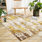 Stylish abstract rug Golden industrial rug Polyester washable non-slip back rug for the living room