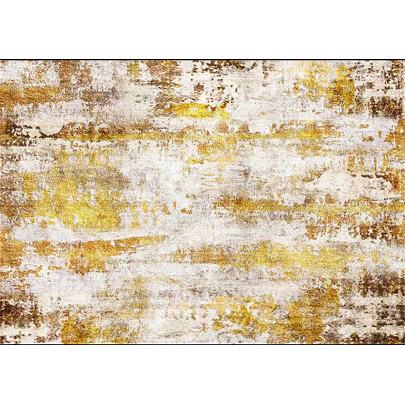 Stylish abstract rug Golden industrial rug Polyester washable non-slip back rug for the living room