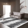 Funky Striped Pattern Rug Gray and Black Contemporary Rug Polyester Washable Non-Slip Back Rug for the Living Room