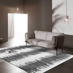 Funky Striped Pattern Rug Gray and Black Contemporary Rug Polyester Washable Non-Slip Back Rug for the Living Room