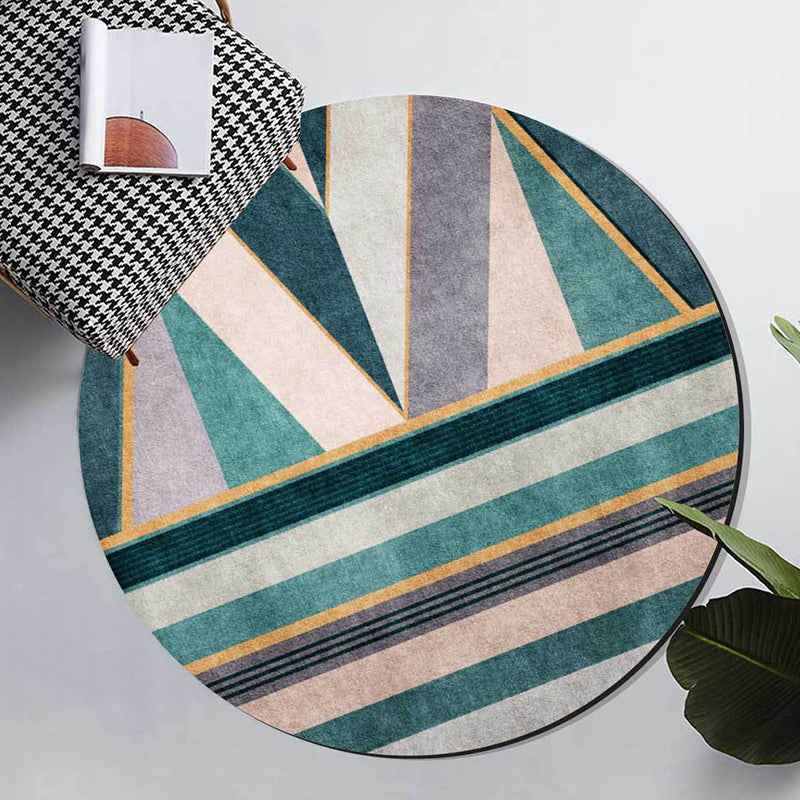 Stylish geometric pattern carpet Green Nordic carpet Polyester Washable Non-slip backing Carpet for living room