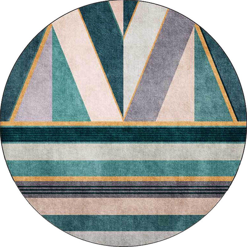 Stylish geometric pattern carpet Green Nordic carpet Polyester Washable Non-slip backing Carpet for living room
