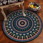 Americana concentric circles pattern rug blue and green polyester rug machine washable non-slip rug for the bedroom
