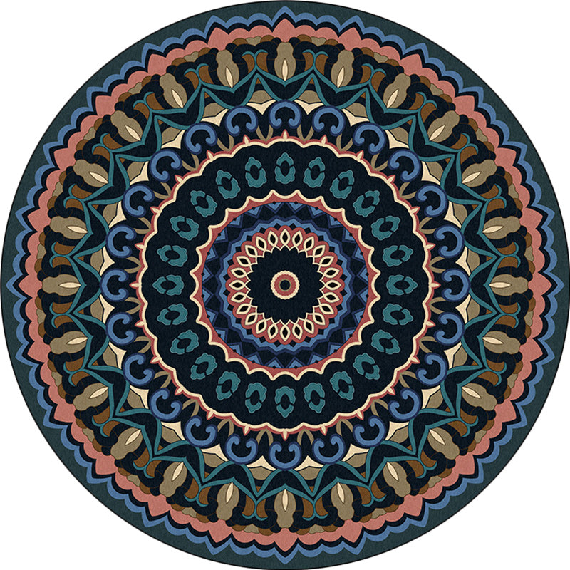 Americana concentric circles pattern rug blue and green polyester rug machine washable non-slip rug for the bedroom