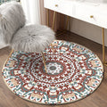 Traditional Floral Pattern Rug Blue Tribal Rug Polyester Washable Non-Slip Mat Rug for Living Room