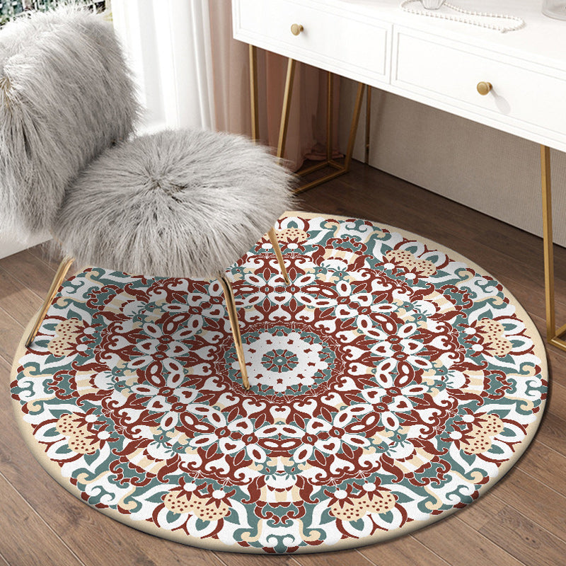 Traditional floral carpet Blue tribal carpet Polyester washable non-slip backing rug for the living room