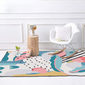 Novelty Living Room Rug Colorful Color Block Watermelon Print Rug Polyester Non-Slip Back Washable Area Rug