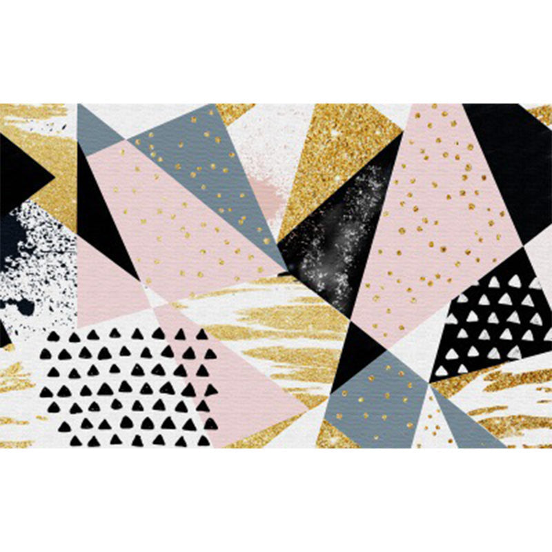 Pink and Gold Bedroom Carpet Novelty Geometric Irregular Shape Dots Pattern Rug Polyester Non-slip Area Rug
