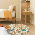 Stylish Cartoon Dog Pattern Rug Yellow Children's Rug Polyester Washable Non-Slip Rug for the Children's Room