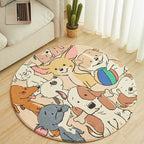 Stylish Cartoon Dog Pattern Rug Yellow Children's Rug Polyester Washable Non-Slip Rug for the Children's Room