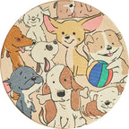 Stylish Cartoon Dog Pattern Rug Yellow Children's Rug Polyester Washable Non-Slip Rug for the Children's Room
