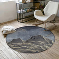 Modern swirl stripe pattern rug with mountain dark gray polyester rug machine washable non-slip area rug for bedroom