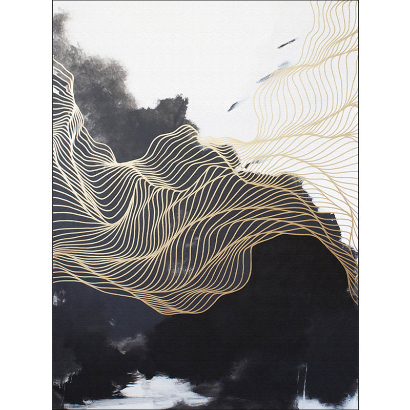 Traditional swirl stripe pattern rug black and white oriental rug polyester washable non-slip backing rug for living room