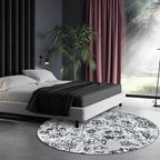 Gray Shabby Chic Rug Polyester Floral Pattern Rug Washable Non-Slip Back Rug for Living Room