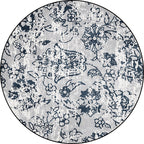 Gray Shabby Chic Rug Polyester Floral Pattern Rug Washable Non-Slip Back Rug for Living Room