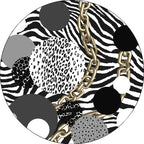 Simple modern rug in black and white zebra stripes leopard chain circle pattern rug polyester washable flooring for bedroom