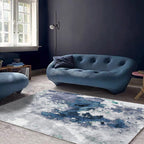 Blue and Gray Modern Rug Polyester Watercolor Pattern Rug Washable Non-slip Back Rug for the Living Room