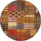 Yellow Southwestern Rug Polyester tribal checkered pattern rug washable with non-slip backing rug for the living room