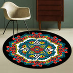 Persian Floral Pattern Carpet Red and Blue Polyester Carpet Machine Washable Non-Slip Carpet for the Bedroom