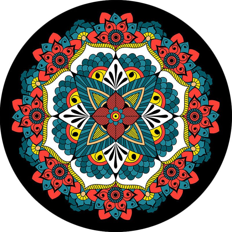 Persian floral pattern carpet Red and Blue Polyester rug Machine washable Non-slip carpet for the bedroom