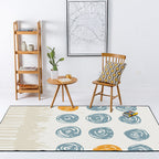 Novelty living room rug in ivory geometry circle print rug polyester machine washable area rug