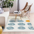Novelty living room rug in ivory geometry circle print rug polyester machine washable area rug