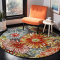 Retro Floral Pattern Rug Orange Shabby Chic Rug Polyester Washable Non-slip Back Rug for Living Room