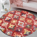 Traditional Southwest Pattern Rug Red Tribal Rug Polyester Washable Non-Slip Backing Rug for Living Room