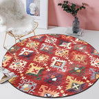 Traditional Southwest Pattern Rug Red Tribal Rug Polyester Washable Non-Slip Backing Rug for Living Room