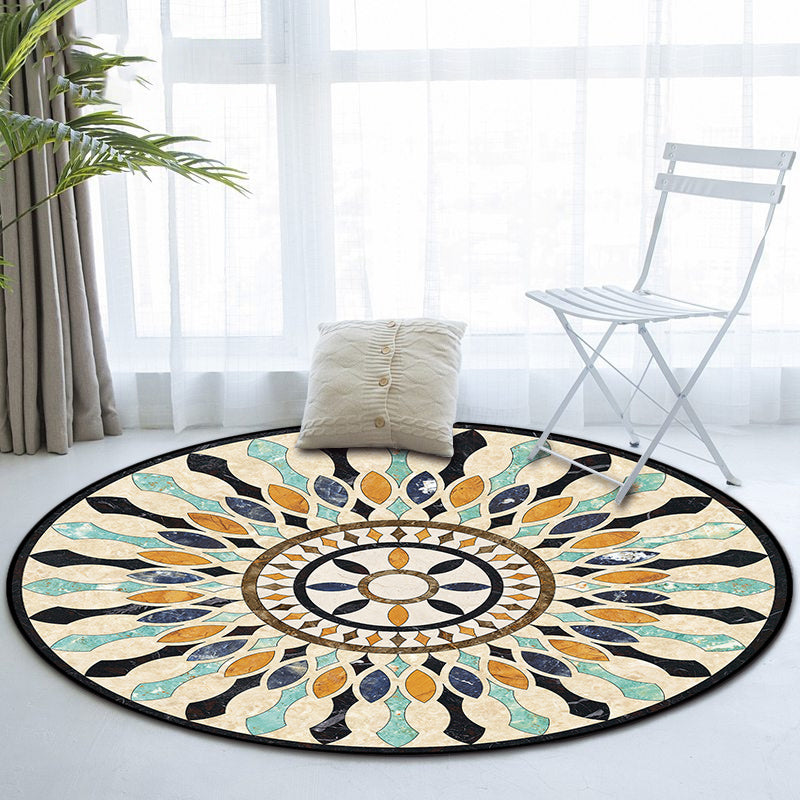 American tribal pattern rug apricot polyester rug machine washable non-slip rug for bedroom