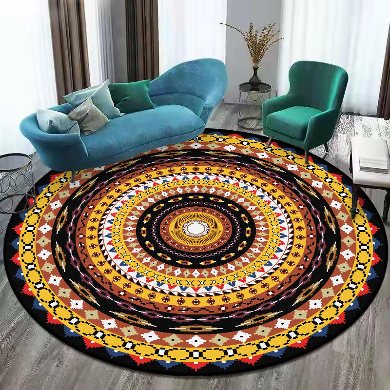 Orange Sou'wester Rug Polyester concentric circles pattern rug washable non-slip backing rug for living room