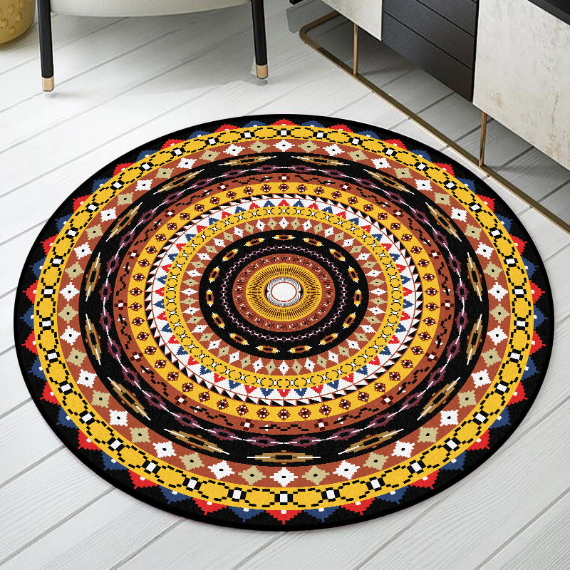Orange Sou'wester Rug Polyester concentric circles pattern rug washable non-slip backing rug for living room