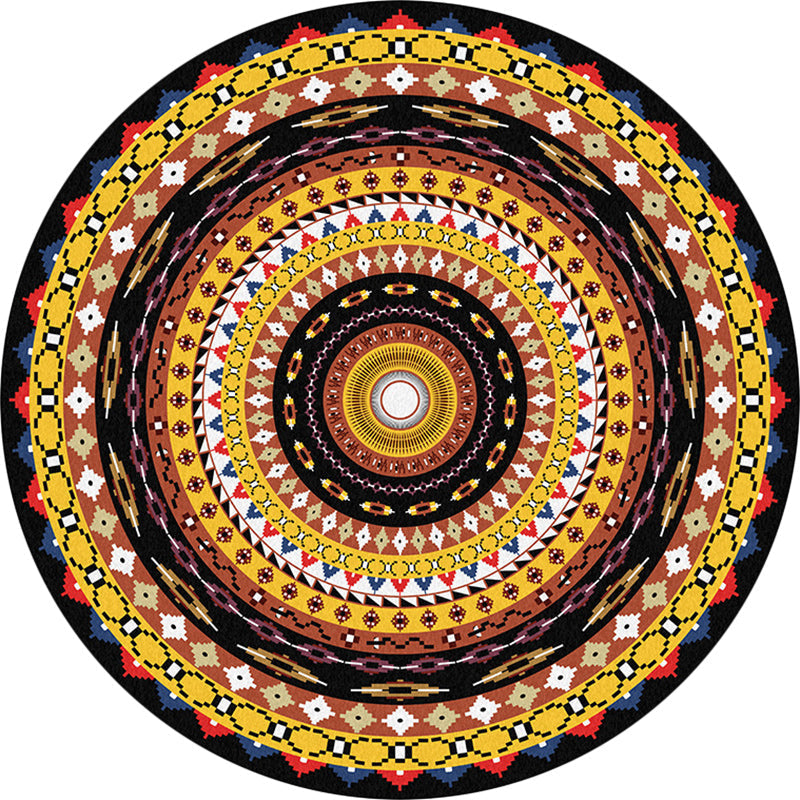 Orange Sou'wester Rug Polyester concentric circles pattern rug washable non-slip backing rug for living room