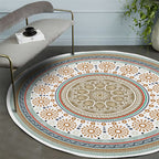 American concentric circles pattern carpet with floral yellow polyester carpet machine washable non-slip rug for bedroom