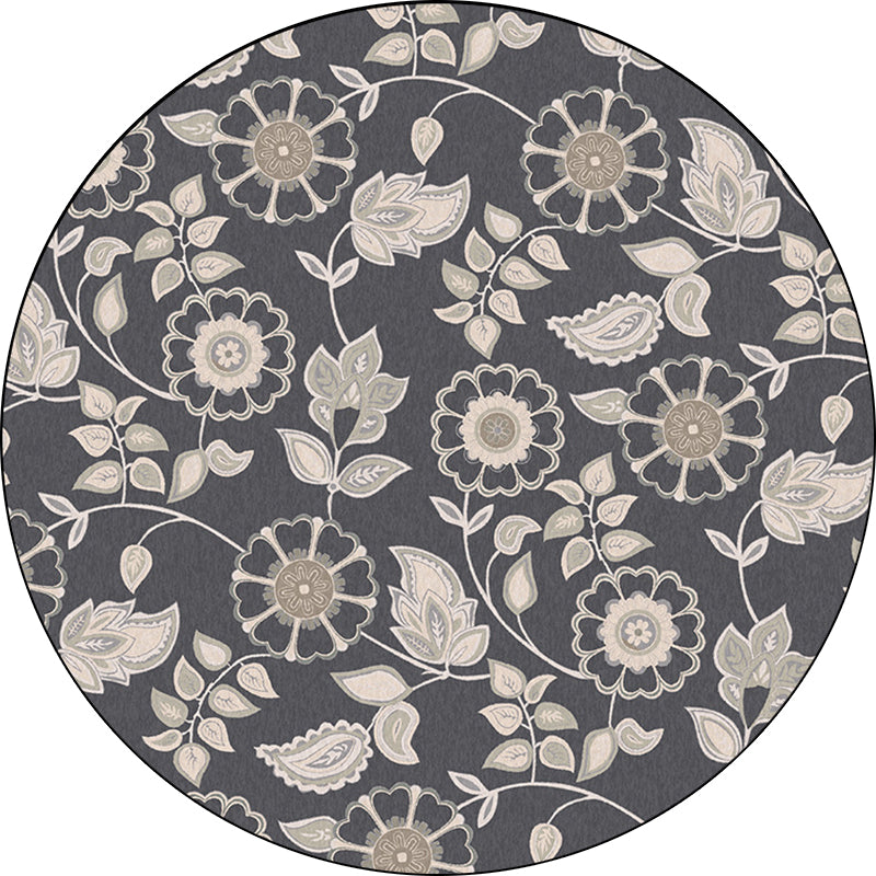 Griess Vintage Carpet Polyester Flower and Leaf Pattern Carpet Washable Non-Slip Underlay Carpet for Living Room