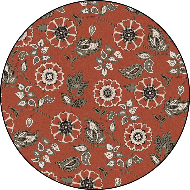 Griess Vintage Carpet Polyester Flower and Leaf Pattern Carpet Washable Non-Slip Underlay Carpet for Living Room