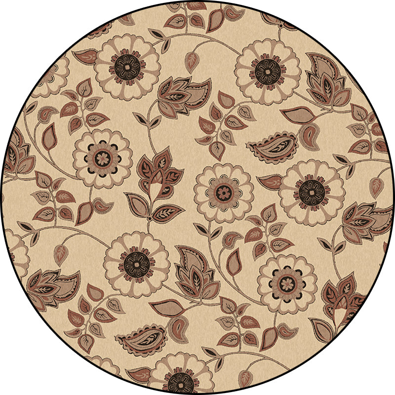 Griess Vintage Carpet Polyester Flower and Leaf Pattern Carpet Washable Non-Slip Underlay Carpet for Living Room
