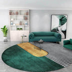 Contemporary Houndstooth pattern rug green and gold polyester rug machine washable non-slip rug for the bedroom