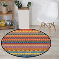 Classic Striped Pattern Rug Orange Tribal Rug Polyester Washable Non-Slip Backing Rug for Living Room