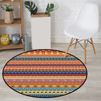 Classic Striped Pattern Rug Orange Tribal Rug Polyester Washable Non-Slip Backing Rug for Living Room