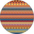 Classic Striped Pattern Rug Orange Tribal Rug Polyester Washable Non-Slip Backing Rug for Living Room