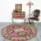 Americana Tribal Pattern Carpet Red Polyester Carpet Machine Washable Non-Slip Area Rug for Bedroom