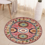 Americana Tribal Pattern Carpet Red Polyester Carpet Machine Washable Non-Slip Area Rug for Bedroom