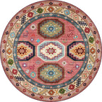 Americana Tribal Pattern Carpet Red Polyester Carpet Machine Washable Non-Slip Area Rug for Bedroom