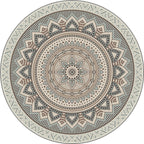 Light Green Southwest Carpet Polyester Concentric Circles and Floral Pattern Carpet Washable Non-Slip Back Carpet for Living Room